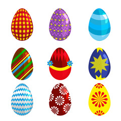 Easter eggs spring colorful celebration decoration holiday vector icons.