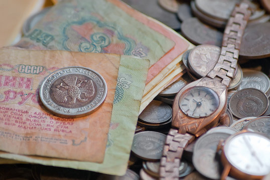 Riches. Old Russian money.