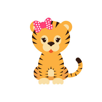 cartoon tiger with bow