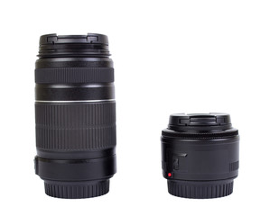 Two lenses for the camera, isolated on a white background