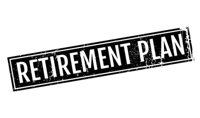 Retirement Plan rubber stamp. Grunge design with dust scratches. Effects can be easily removed for a clean, crisp look. Color is easily changed.