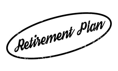 Retirement Plan rubber stamp. Grunge design with dust scratches. Effects can be easily removed for a clean, crisp look. Color is easily changed.