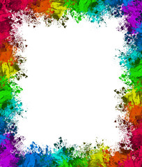 Fototapeta na wymiar Multi-Color Paint Splatter Border/Background