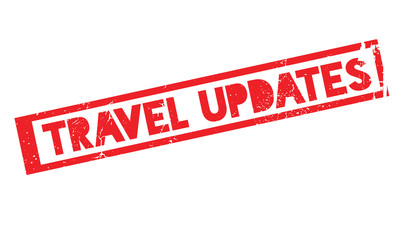 Travel Updates rubber stamp. Grunge design with dust scratches. Effects can be easily removed for a clean, crisp look. Color is easily changed.