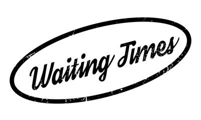 Waiting Times rubber stamp. Grunge design with dust scratches. Effects can be easily removed for a clean, crisp look. Color is easily changed.