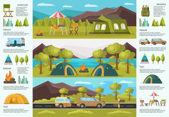 Colorful Traveling Camping Infographic Template