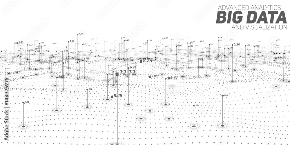 Poster big data grayscale plot visualization. futuristic infographic. information aesthetic design. visual 