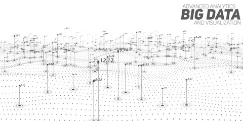Big data grayscale plot visualization. Futuristic infographic. Information aesthetic design. Visual data complexity. Complex data threads graphic visualization. Social network. Abstract data graph.