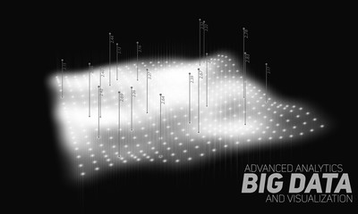 Big data plot grayscale visualization. Futuristic infographic. Information aesthetic design. Visual data complexity. Complex data threads graphic visualization. Social network. Abstract data graph.