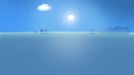 Fototapeta na wymiar cartoon illustration of sunny day on the sea