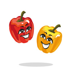 Cartoon characters red and yellow paprika loughing