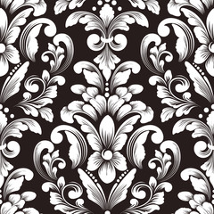 Vector damask seamless pattern element. Classical luxury old fashioned damask ornament, royal victorian seamless texture for wallpapers, textile, wrapping. Exquisite floral baroque template.