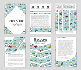 Obraz premium Abstract vector layout background set. For art template design, list, page, mockup brochure theme style, banner, idea, cover, booklet, print, flyer, book, blank, card, ad, sign, sheet,, a4.