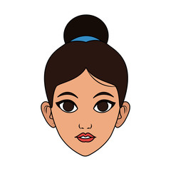 Fototapeta premium face of pretty woman with hair in high bun icon image vector illustration design 