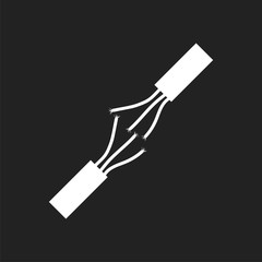 High voltage power cable. Electric cable vector icon on black background.