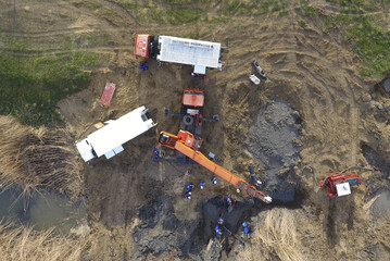 Repair of the gas pipeline section passing through the water channel. Repair work