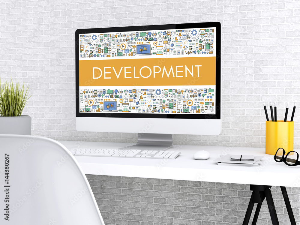 Poster 3d computer with word development.
