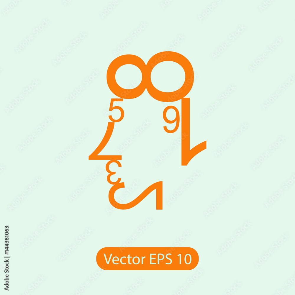 Poster human face of the data figures. human face numbers. mathematical abstraction icon, vector illustrahu