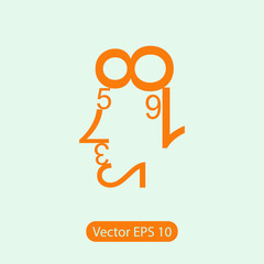 human face of the data figures. human face numbers. mathematical abstraction icon, vector illustrahuman face of the data figures.