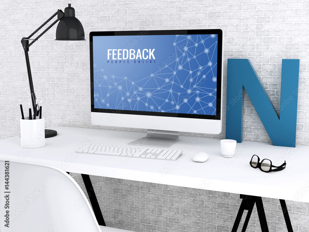 Poster 3d computer with word feedback.