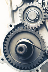 engine gears wheels, closeup view