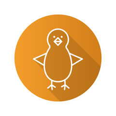 Chicken flat linear long shadow icon