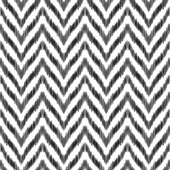 Vector illustration of the black and white geometric ikat seamless pattern. - 144382670