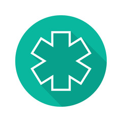 Star of life flat linear long shadow icon