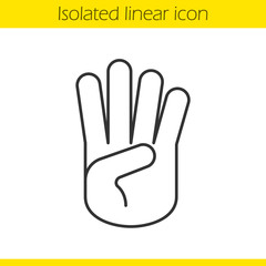 Four fingers hand gesture linear icon