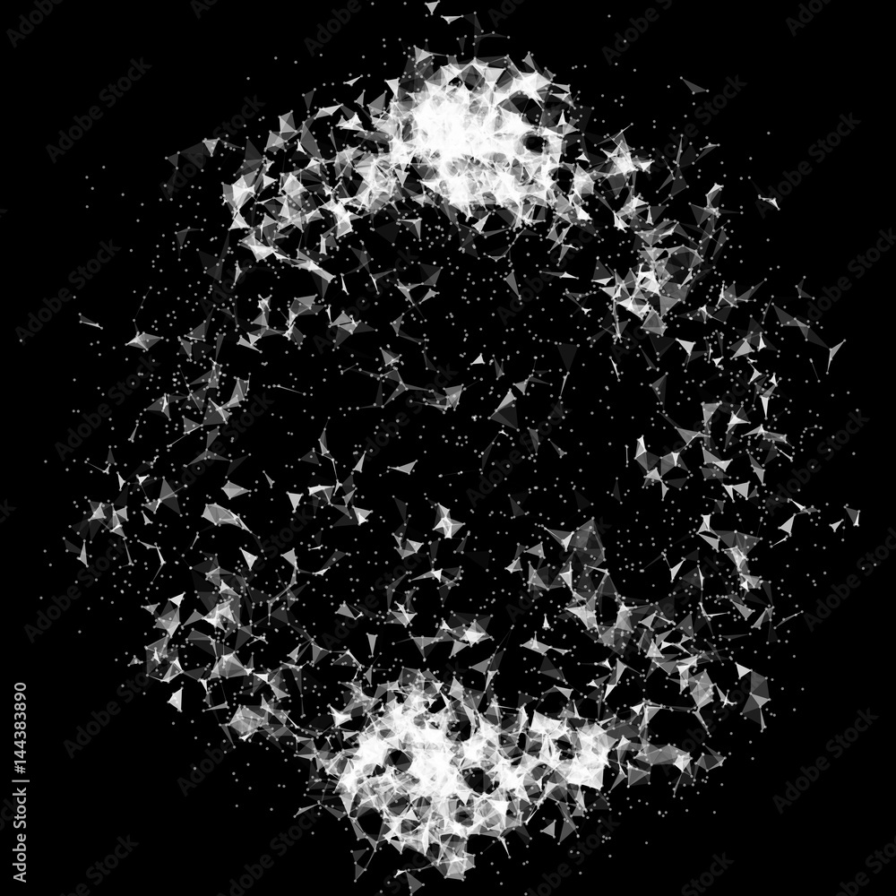 Poster isolated abstract black and white color broken glass low poly style background , triangular shape el