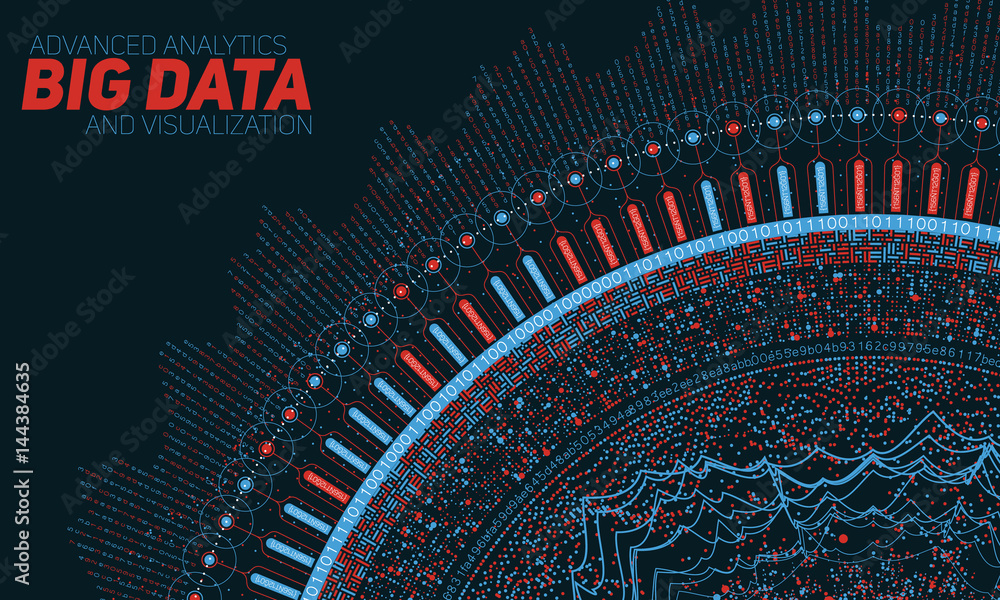 Fototapete Big data circular visualization. Futuristic infographic. Information aesthetic design. Visual data complexity. Complex data threads graphic visualization. Social network representation. Abstract graph