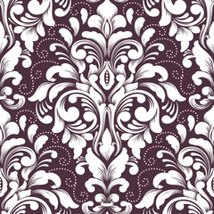 Vector damask seamless pattern element. Classical luxury old fashioned damask ornament, royal victorian seamless texture for wallpapers, textile, wrapping. Exquisite floral baroque template.