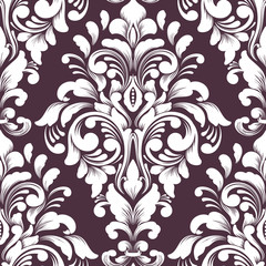 Vector damask seamless pattern element. Classical luxury old fashioned damask ornament, royal victorian seamless texture for wallpapers, textile, wrapping. Exquisite floral baroque template.