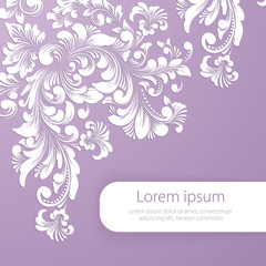 Wedding invitation card. Vector invitation card with floral background and elegant frame with text decorated with flower composition.