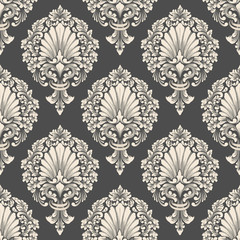 Vector damask seamless pattern background. Classical luxury old fashioned damask ornament, royal victorian seamless texture for wallpapers, textile, wrapping. Exquisite floral baroque template.