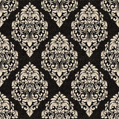 Vector damask seamless pattern background. Classical luxury old fashioned damask ornament, royal victorian seamless texture for wallpapers, textile, wrapping. Exquisite floral baroque template.
