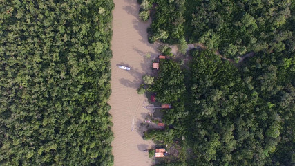 Aerial View of Amazon River, South America, Brazil