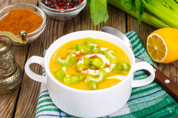 Healthy diet food vegetable mashed potatoes with celery