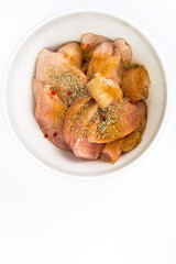 Chicken fillet pieces with spices for cooking