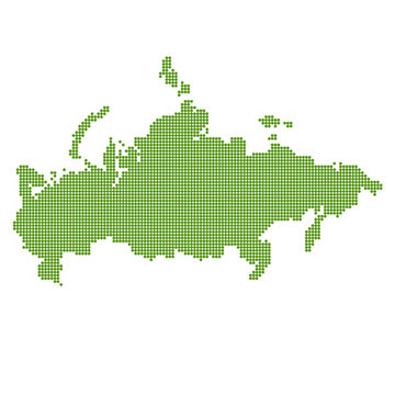 Green Russia Map Dotted