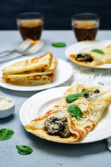 Mushrooms spinach cheese Crepes