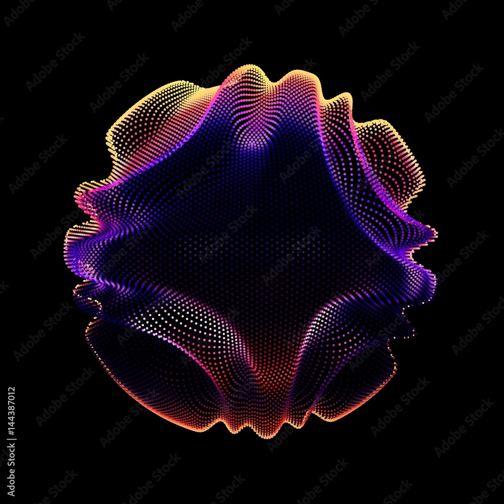 Poster abstract vector colorful mesh sphere on dark background. futuristic style card. elegant background f