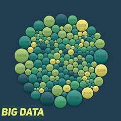 Circular big data colorful visualization. Futuristic infographic. Information aesthetic design. Visual data complexity. Complex data threads graphic. Social network representation. Abstract data graph