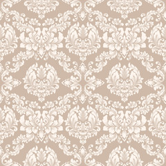 Vector damask seamless pattern background. Classical luxury old fashioned damask ornament, royal victorian seamless texture for wallpapers, textile, wrapping. Exquisite floral baroque template.