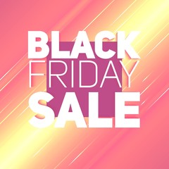 Vector Black Friday Sale background with shining ray of energy. Vector illustration on light orange background. Abstract glowing lines, light trails. Psychedelic colors.