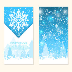 Vector invitation card with snowflakes. Happy New Year and Merry Christmas invitation card. Nice template for your designs.