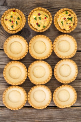 Antipasti tartlets with gentle mousse