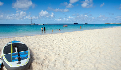 Bridgetown, Barbados - Tropical island - Caribbean sea - Brownes beach - Surf at Carlisle bay - obrazy, fototapety, plakaty