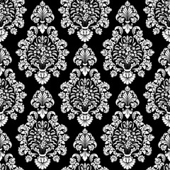 Vector damask seamless pattern background. Classical luxury old fashioned damask ornament, royal victorian seamless texture for wallpapers, textile, wrapping. Exquisite floral baroque template.