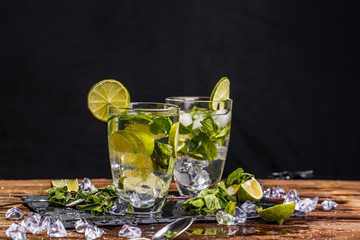 Two glasses of fresh mojito